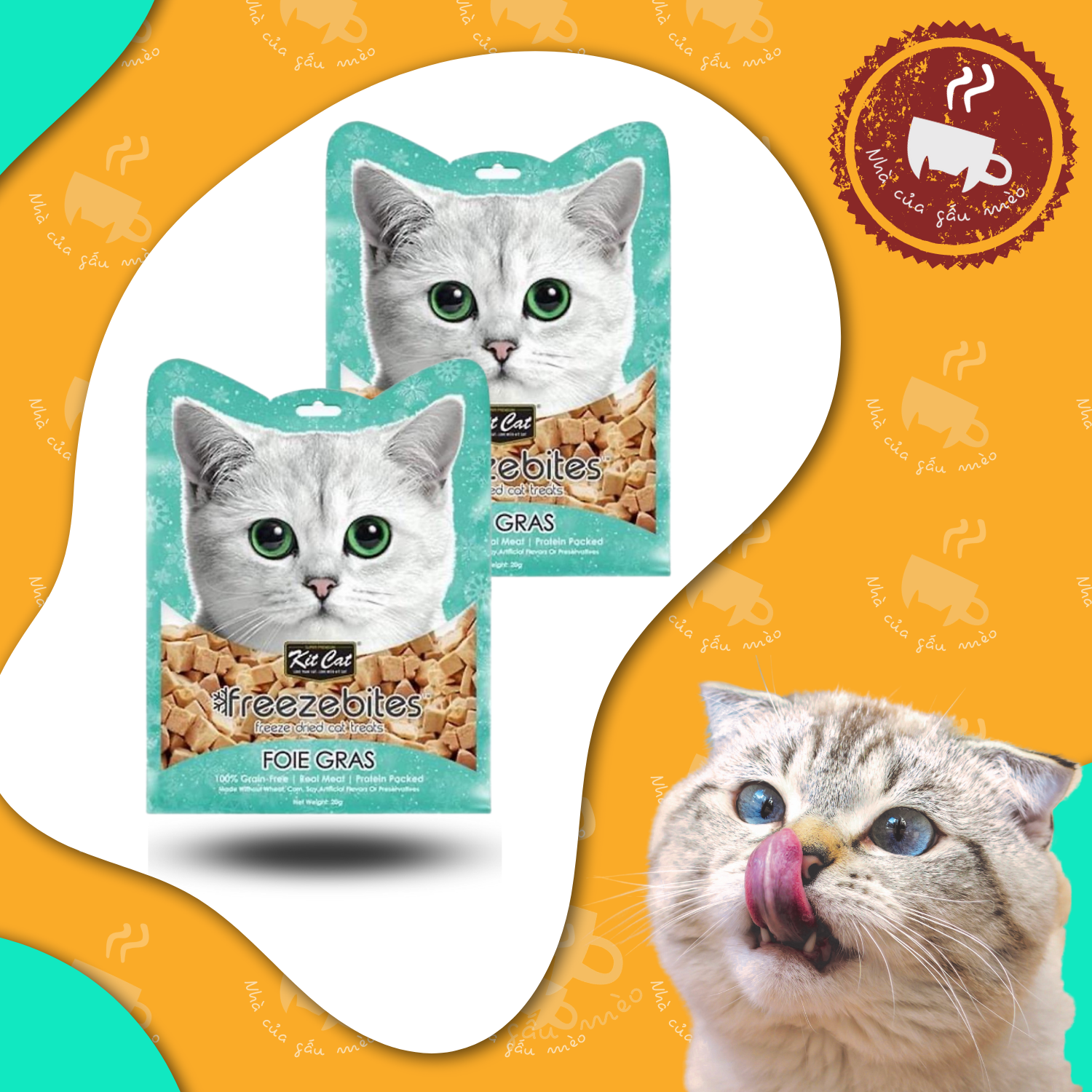Thức ăn dinh dưỡng/Snack Thưởng/Bánh thưởng Cho Mèo Sấy Khô Kitcat Freeze Bites Gói 15g