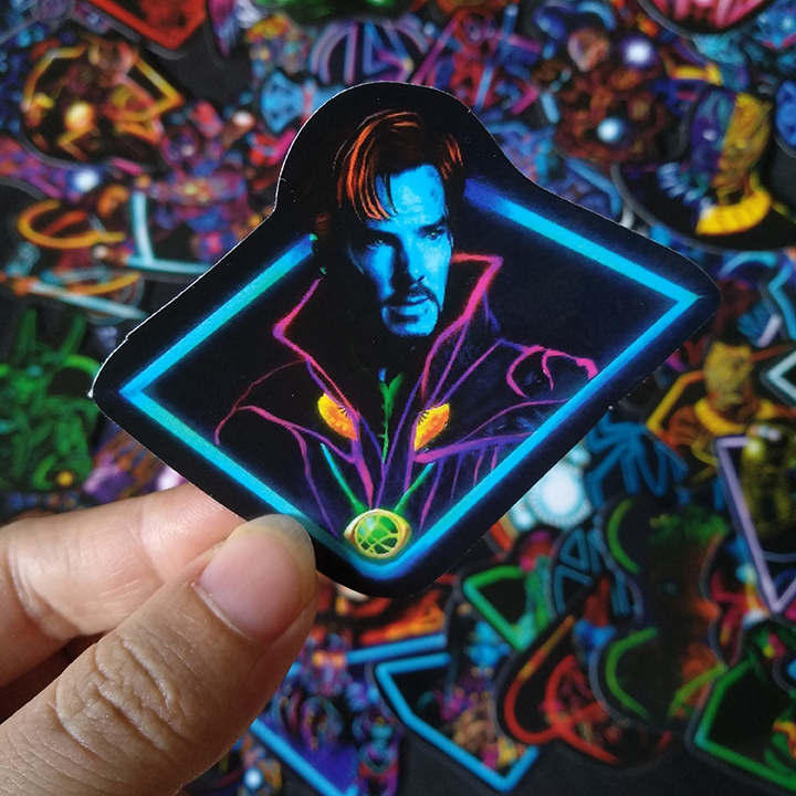 Bộ Sticker dán cao cấp chủ đề AVENGERS PHONG CÁCH ĐÈN NEON - Dùng dán Xe, dán mũ bảo hiểm, dán Laptop