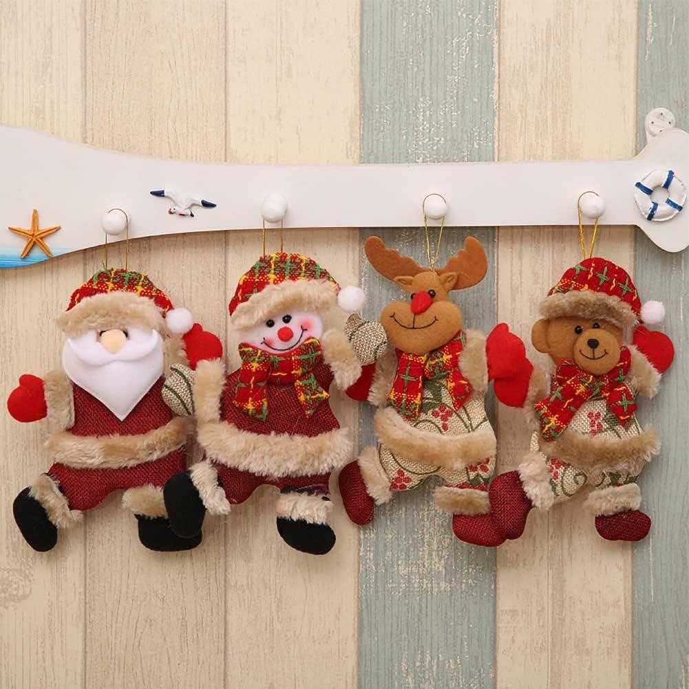 Bộ 4 mặt dây chuyền cây thông Noel trong vải, treo