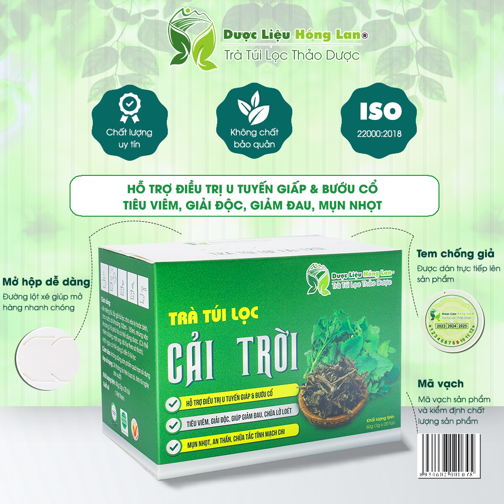 Trà Túi Lọc Cây Cải Trời 60g (20gói x 3g) Dược Liệu Hồng Lan