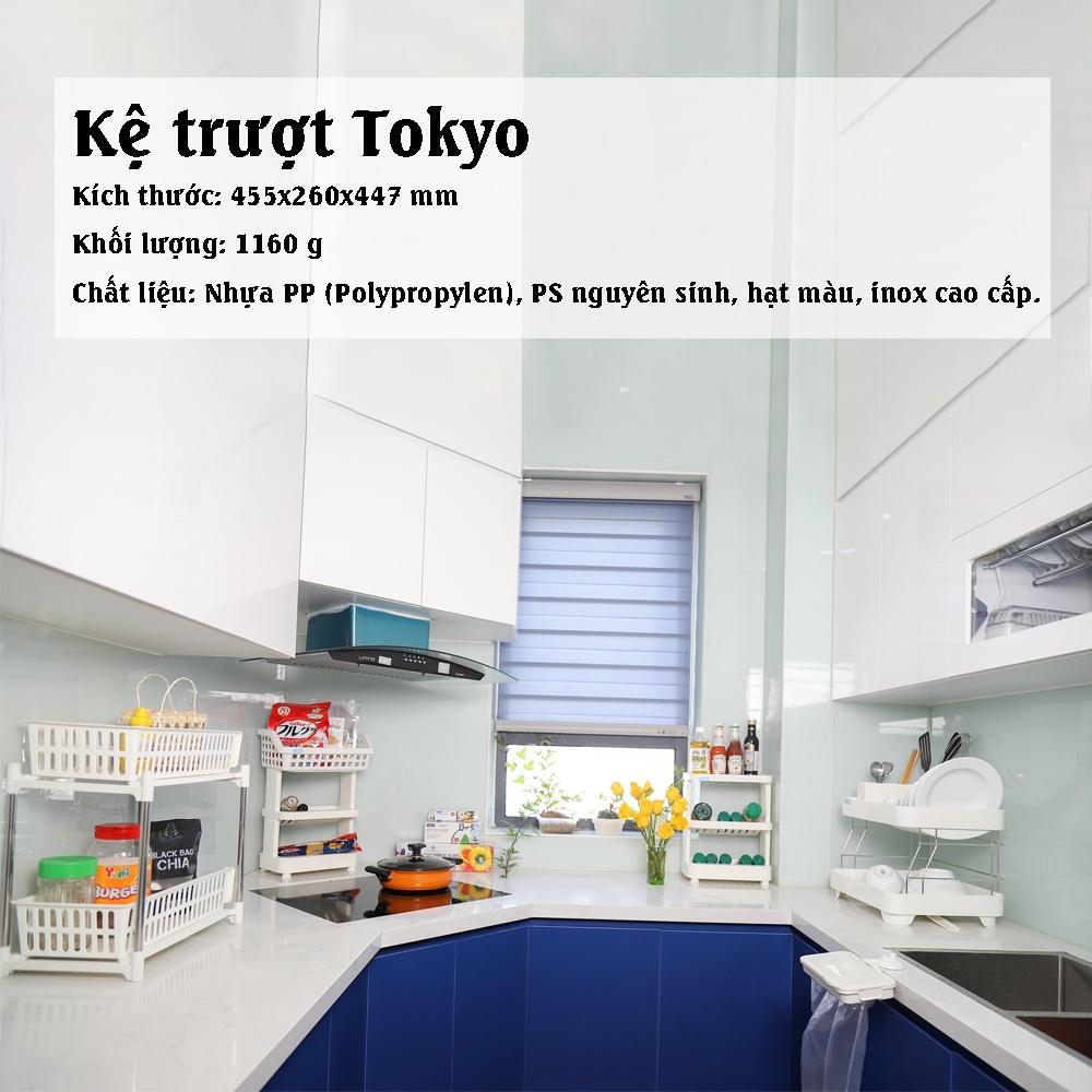 Kệ gia vị 2 tầng inochi trượt đa năng nhà bếp có thể trượt lấy đồ