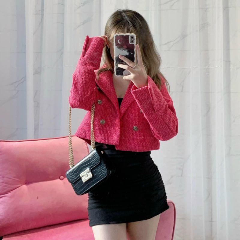 Áo khoác dạ vest dáng croptop dài tay xinh