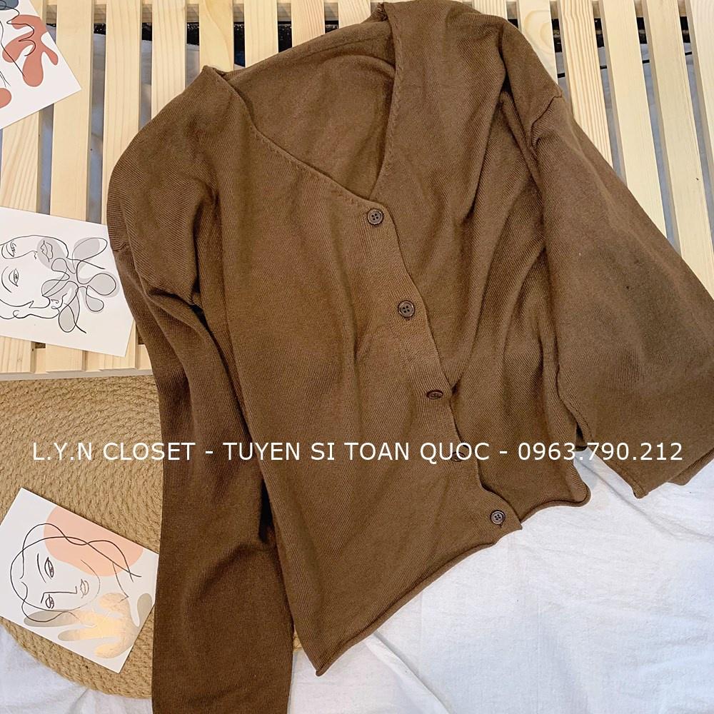 Áo len cardigan trơn xoắn 19769 hàng Quảng Châu Lyn Closet A135L