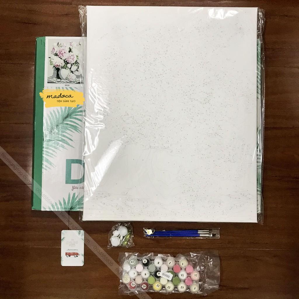 Tranh tô màu 40x50cm có khung Vẽ mẫu đơn T11