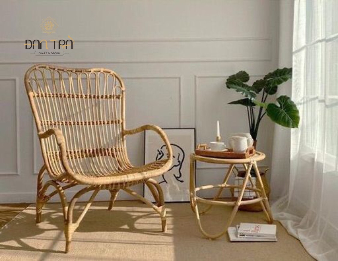 Ghế Mây Thư Giãn ĐAN TRÀ, Ghế Mây Tựa Lưng Cho Ban Công, Phòng Khách, Mây Tre ĐAN TRÀ