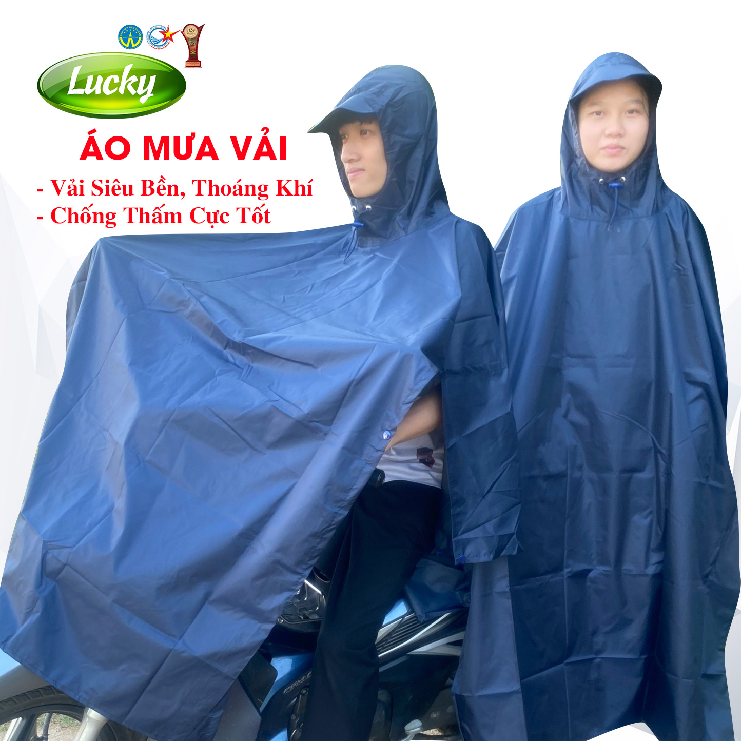 COMBO 2 ÁO MƯA VẢI DÙ CAO CẤP, FREESIZE CHO NAM VÀ NỮ