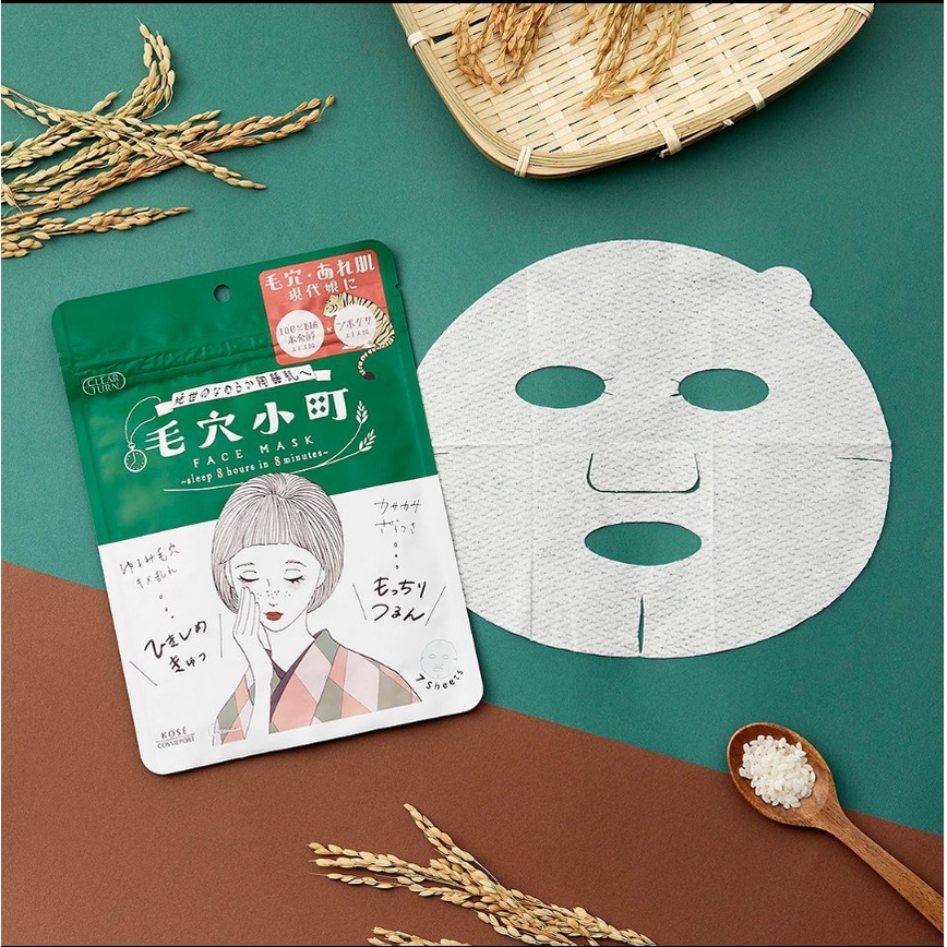 Mặt Nạ Giấy Chống Lão Hóa Tái Tạo Phục Hồi Da Kosé Clear Turn Komachi Smoothing Face Mask (7 Tấm)