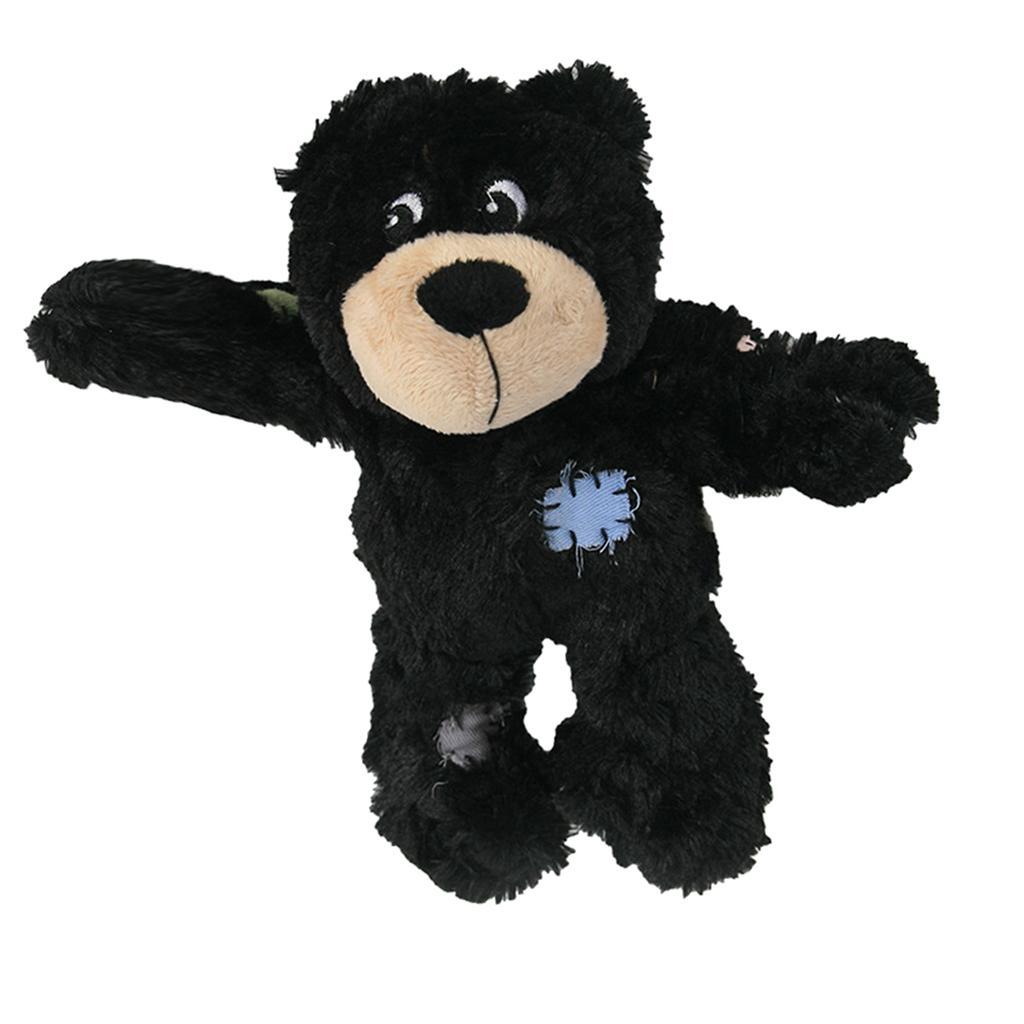 Cute Bear Design Dog Chew Squeaky Plush Toy Pet Bite Resistance Toy Black
