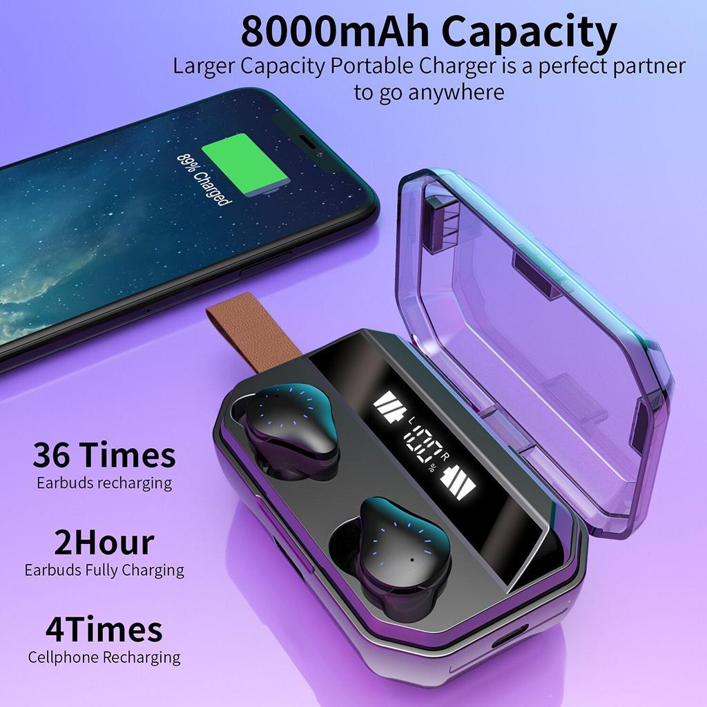 Wireless Bluetooth5.0 Earphone Sports Stereo Earbud W/ Charger Case