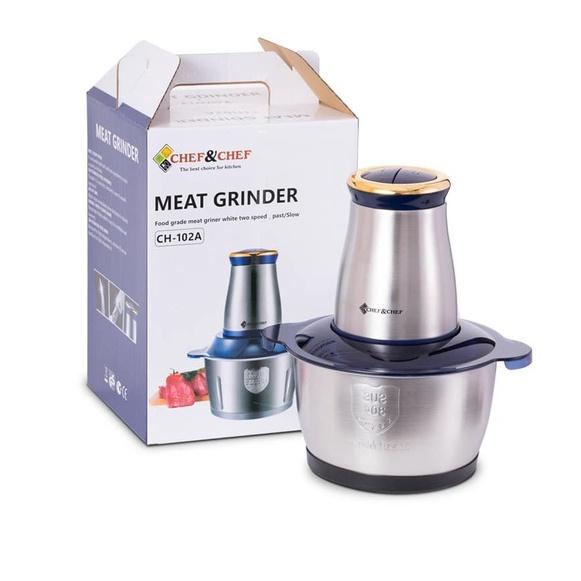 Máy Xay Thịt CHEF&amp;CHEF Cối Inox 2L Dao 4 Lưỡi Cao Cấp