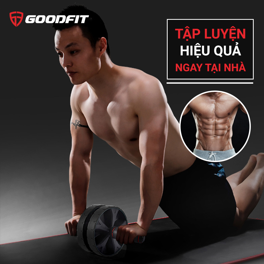 Con lăn tập bụng, con lăn tập cơ bụng 2 bánh GoodFit tay cầm lõi thép chịu tải 150kg, tập gym, tập thể dục tại nhà Goodfit GF602AB