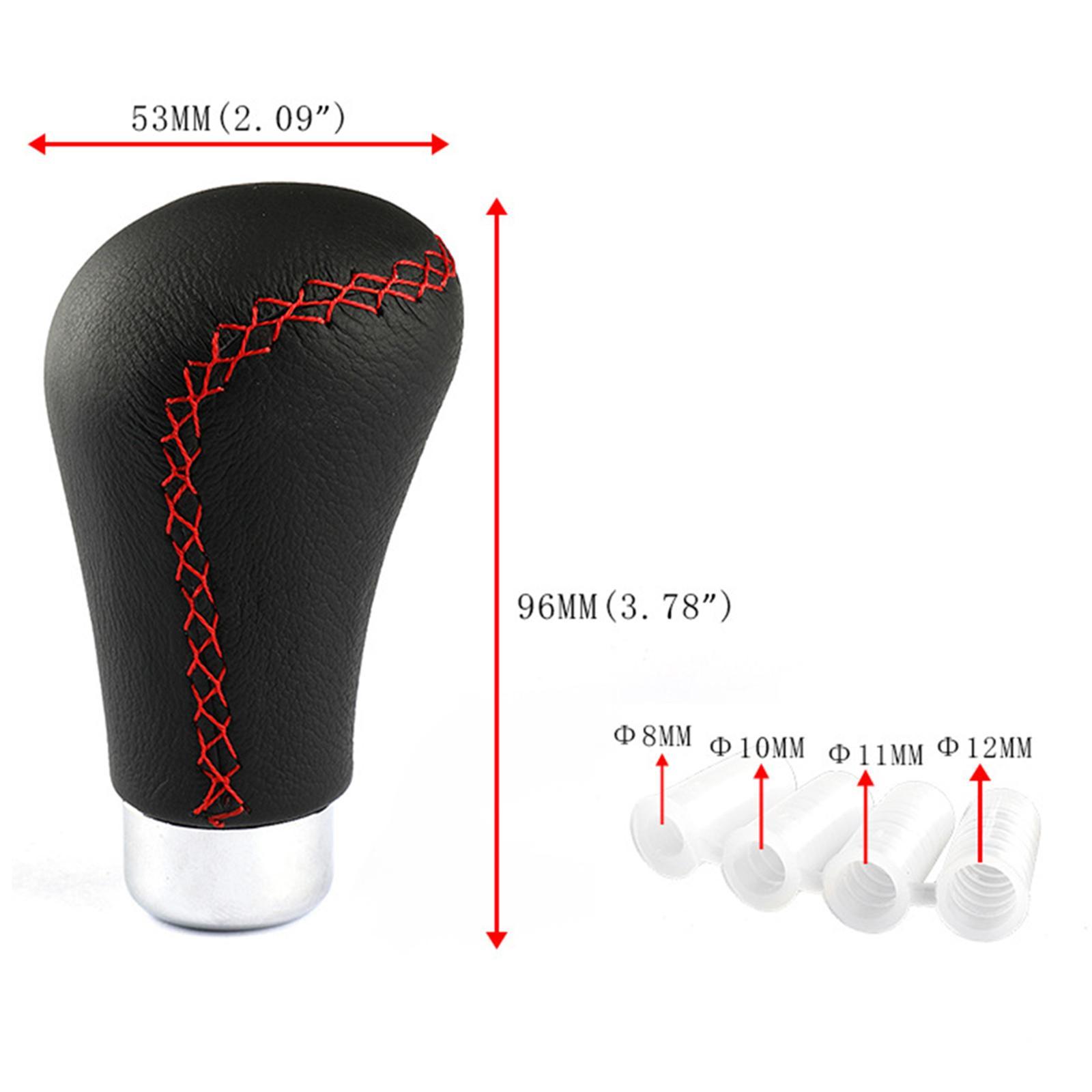 Gear Shift Knob Aluminum Alloy PU Leather Modification Red Stitch
