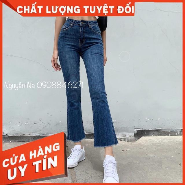 QUẦN JEANS LOE XANH TRƠN LƯNG CAO