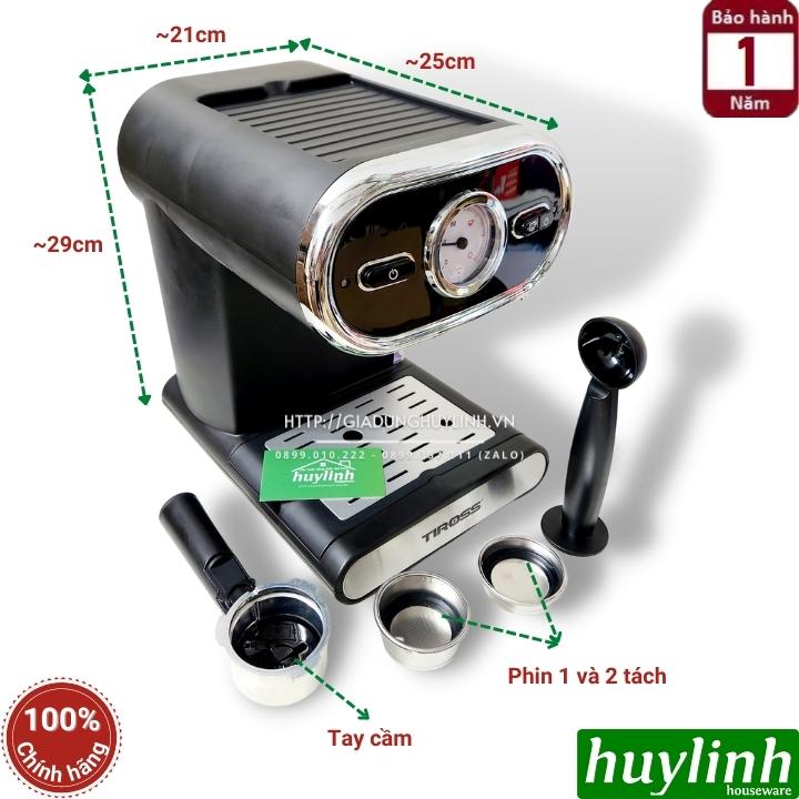 Máy pha cà phê Espresso Tiross TS6211 - Áp lực tối đa 15 bar - công suất 1100W - Hàng chính hãng