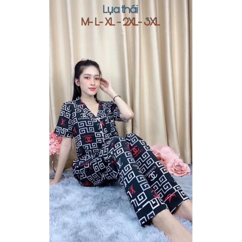 Bộ Pijama Mặc Nhà Chất Lụa Thái Tay Ngắn Quần Dài Cao Cấp Phom < 60kg