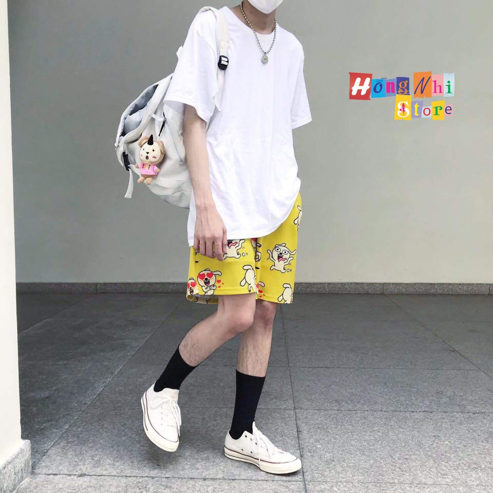 Quần Short Cartoon Unisex Hình Con Chó - Quần Đùi Hoạt Hình Siêu Cute - MM