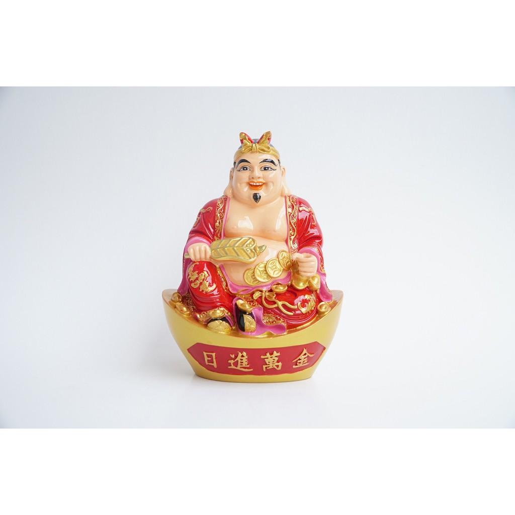 Tượng Thần Tài Thổ Địa đẹp sơn đỏ chiêu tài hút lộc - Cao 18cm - Đặc nguyên khối,nặng