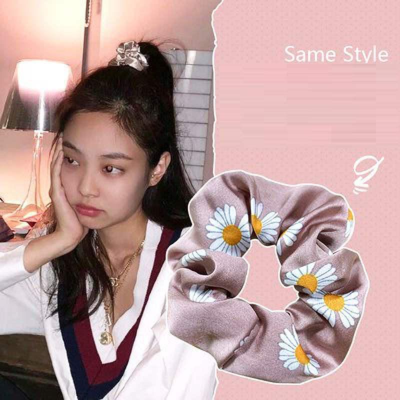 Phụ kiện tóc scrunchies - Dây buộc tóc co giãn hình hoa cúc vải phi bóng, thời trang hàn quốc cho nữ PK304