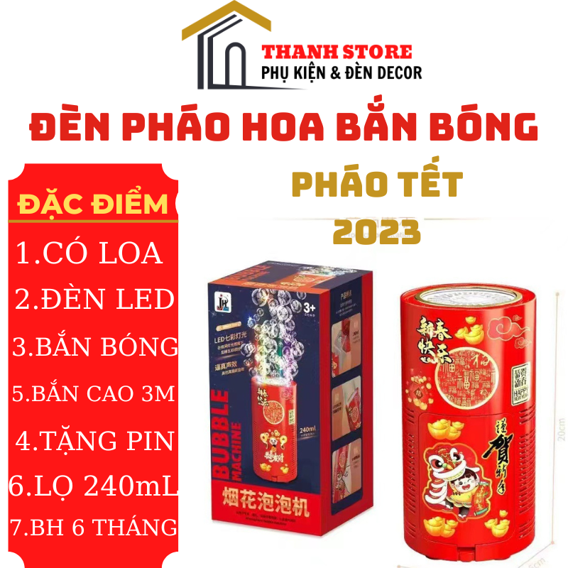 Máy tạo bong bóng phao hoa - đèn bắn bong bóng có loa có led RBG cho lễ hội ngày tết 2023