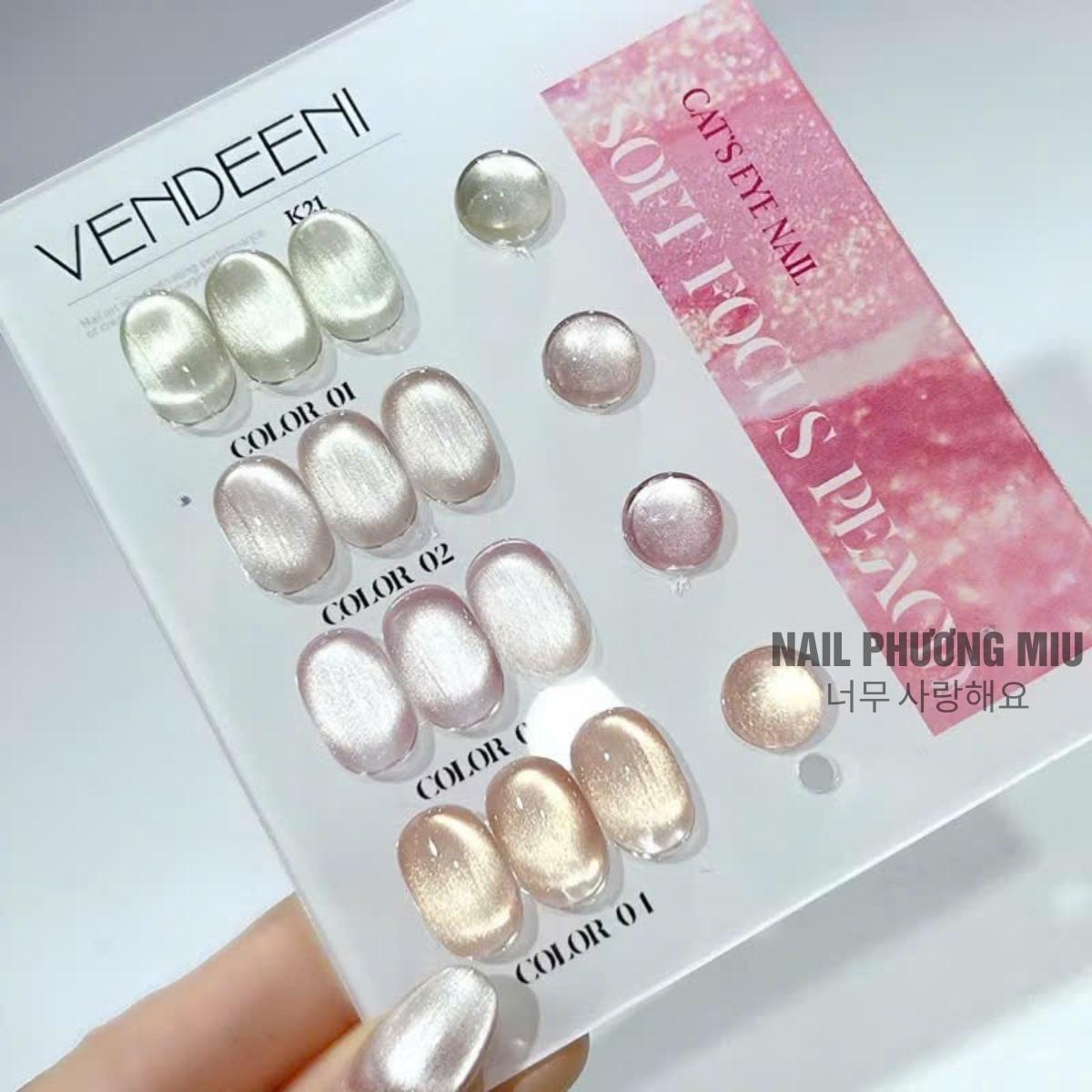 Set Sơn Mắt Mèo Lụa Ánh Nước Sáng Trong 4 Màu VENDEENI K21 Làm Nail Siêu Sáng, Sơn Gel Mắt Mèo Lụa Ánh Trăng Hồng Pha Lê Vàng