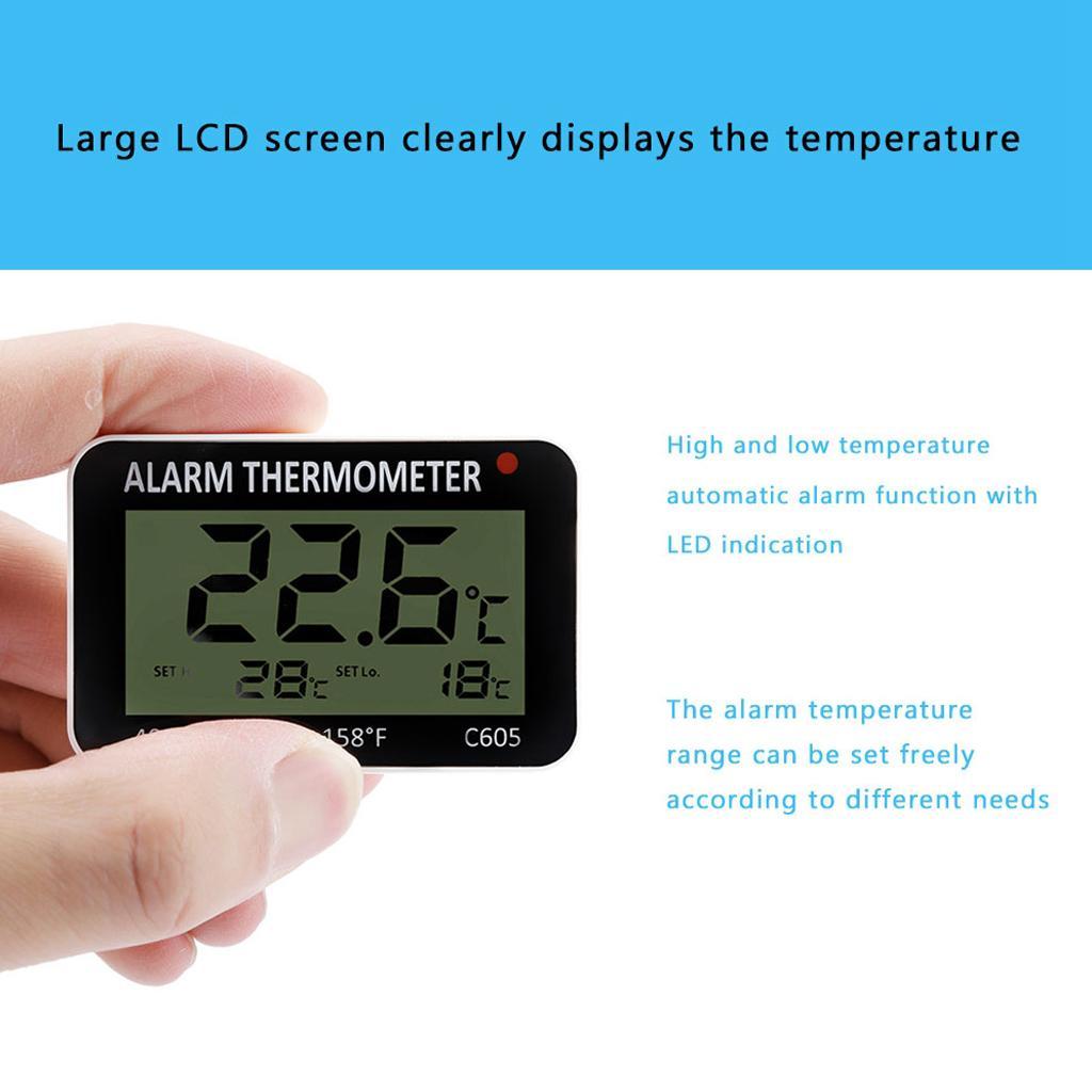 Wall Mounted Digital LCD Display Thermometer Fridge Temperature Alarm Meter