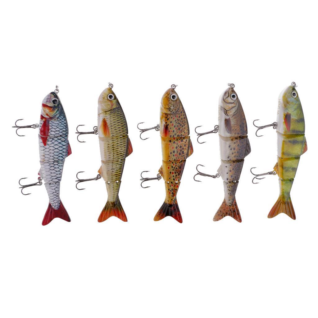 5pcs Fishing Lures Bionic Multi Jointed Fishing Lure Lifelike 3D Eyes Fish Bait Freshwater Saltwater Crank Bait