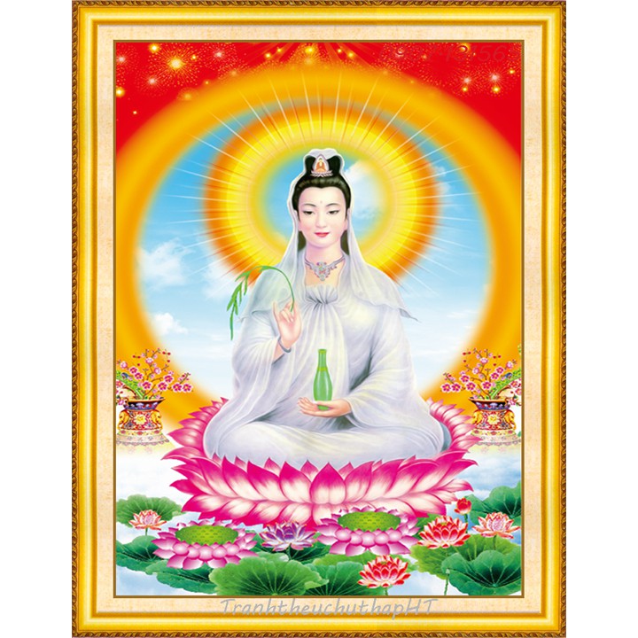 Tranh thêu phật bà quan âm LV3075 43 x 55 cm chưa thêu