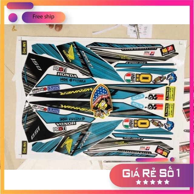 Tem rời dành cho xe Winner Sọc xanh đen