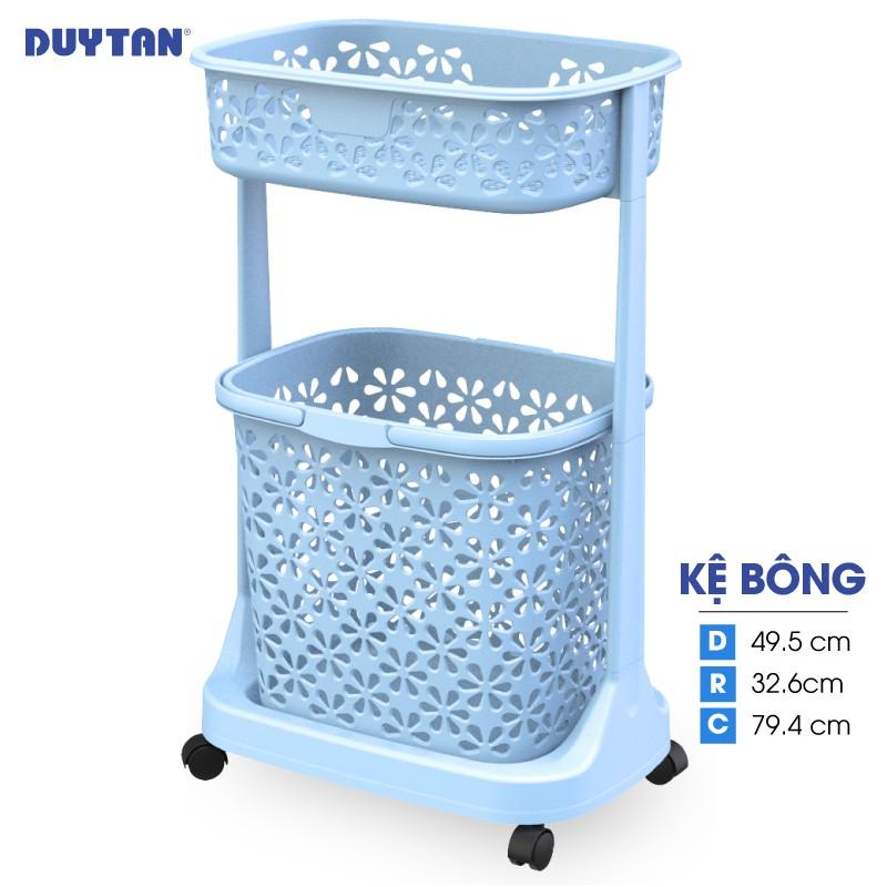 Kệ bông nhựa DUY TÂN 2 tầng có bánh xe (49.5 x 32.6 x 79.4 cm) - 14303