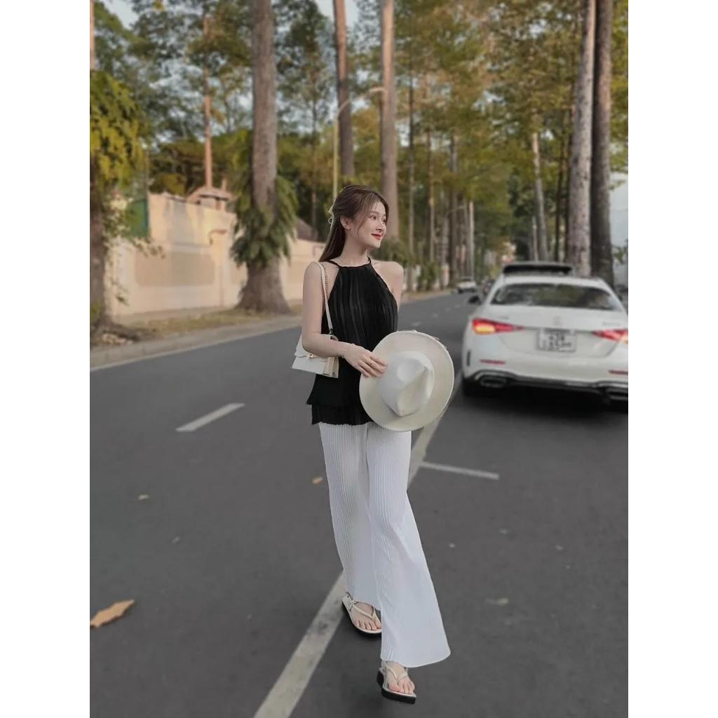 Set bộ đi chơi nữ thiết kế chất lụa dập ly xinh xắn đi chơi, đi biển, du lịch