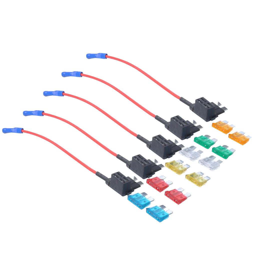 12 Pieces 5A 10A 15A 20A 25A 30A Medium Fuses w/ Fuse Holders