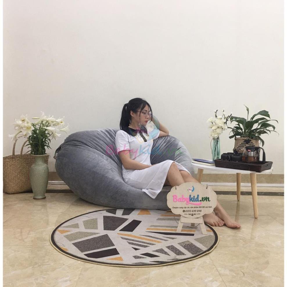 Ghế xốp dáng lê, size L. xám nhung đơn màu, có xốp