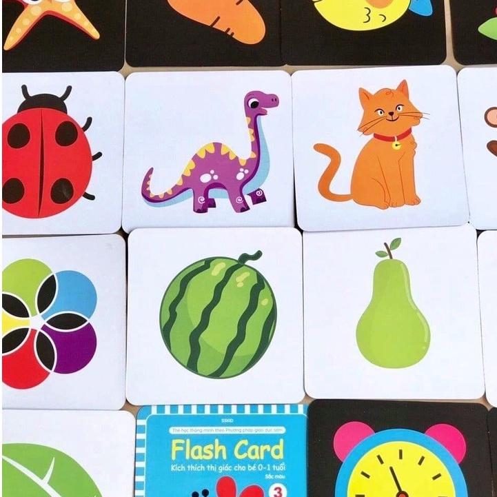 Trọn bộ thẻ flashcard kích thích thị giác cho trẻ sơ sinh 80 thẻ kích thước 17 x17 cm - Thẻ học thông minh cho bé