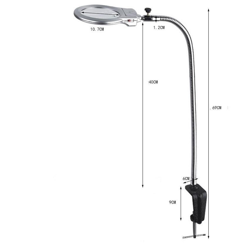 Kính lúp kẹp bàn có đèn MG15124 ( DÂY UỐN 40cm )