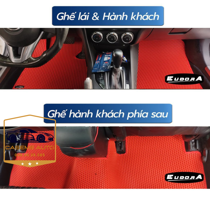 [MAZDA 2] Thảm Trải Sàn, Lót Sàn Ô Tô Cao Su Eudora CloudFoam Thiết Kế Theo Xe Dành Cho Xe MAZDA 2, Chống Nước, Không Mùi, Ngăn Bụi Bẩn, Dễ Vệ Sinh - Hàng Chính Hãng