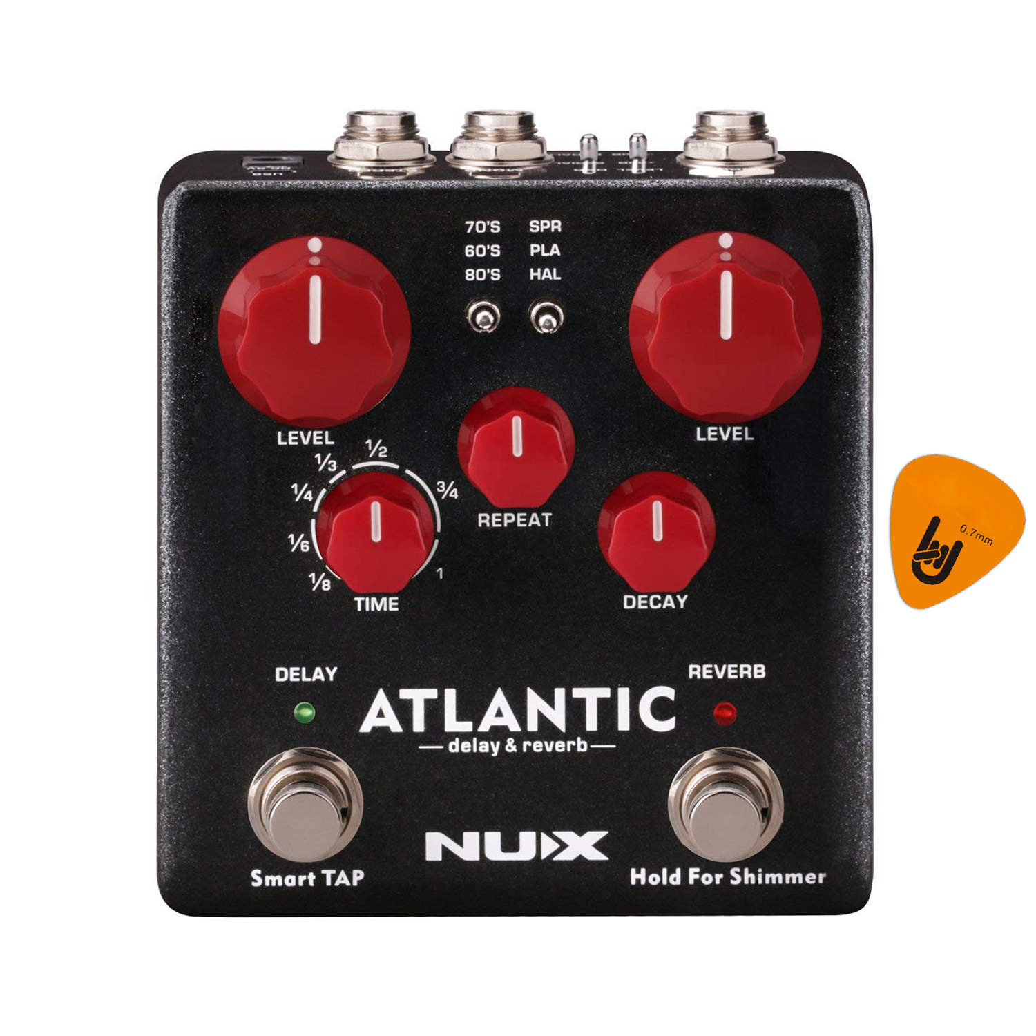 Phơ Đàn Guitar Nux Atlantic Reverb &amp; Delay Pedal NDR-5 (Bàn đạp Fuzz Effect Pedal) - Kèm Móng Gảy DreamMaker