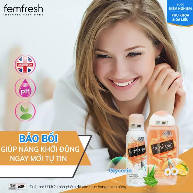 Xịt Thơm Mát, Khử Mùi &quot;Cobe&quot; Lưu Hương Suốt 24h Femfresh Deodorant Spray 125ml