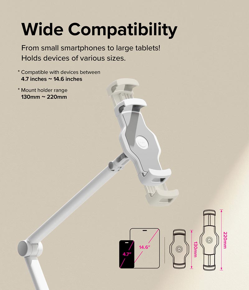 Giá đỡ cho điện thoại, máy tính bảng RINGKE Clamp Stand Holder - Hàng Chính Hãng