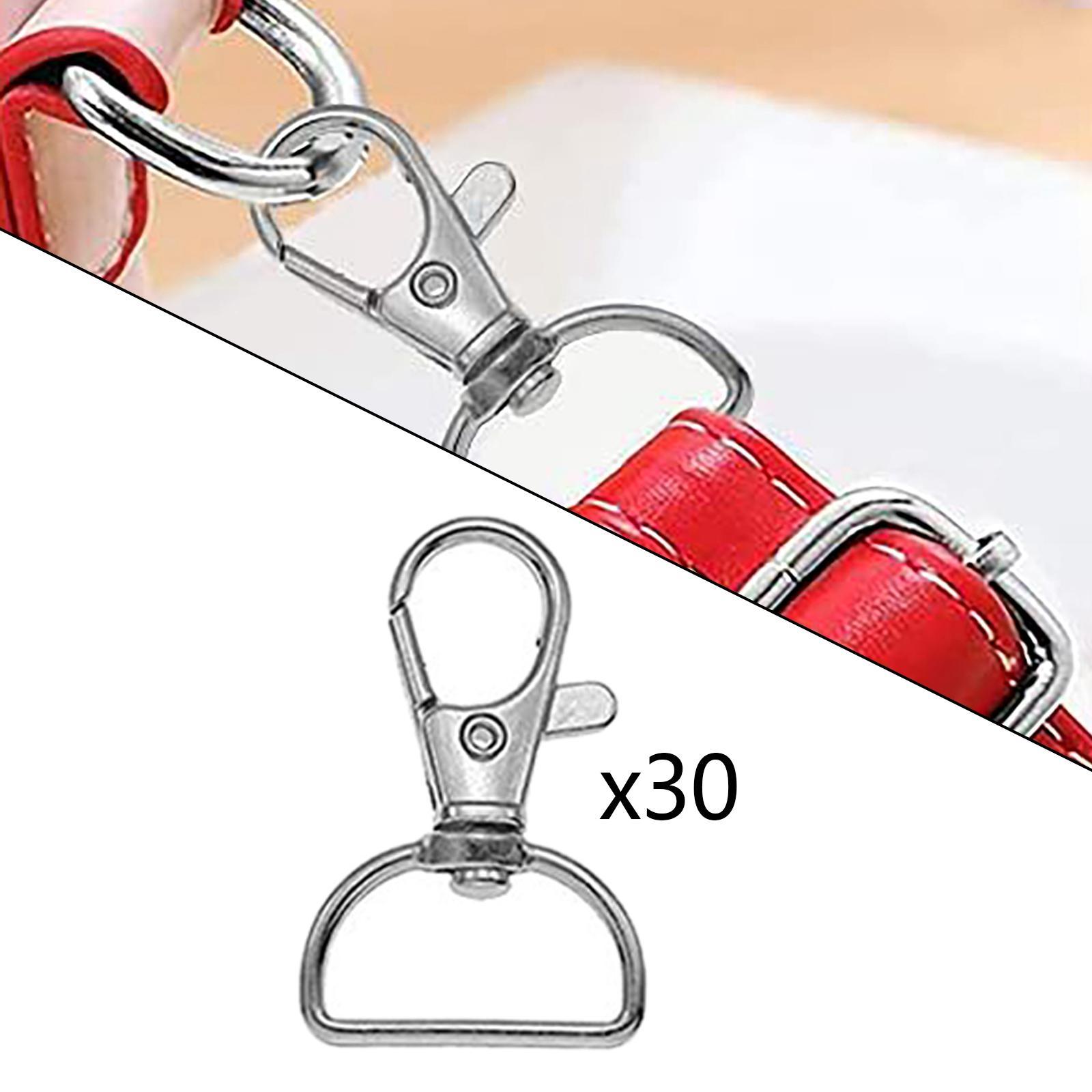 30x Rotary Lobster Clasp Set Belt Key Chain Keychain Clip Hooks with D Rings