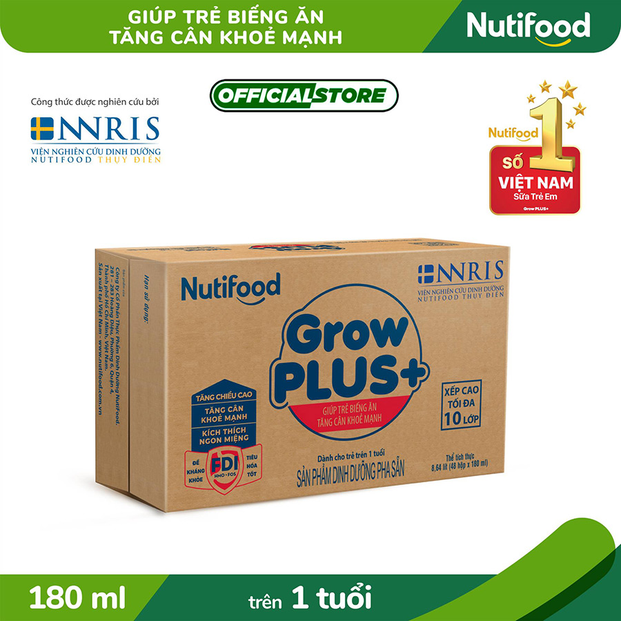 Thùng 48 hộp sữa bột pha sẵn GrowPLUS+ Xanh 180ml