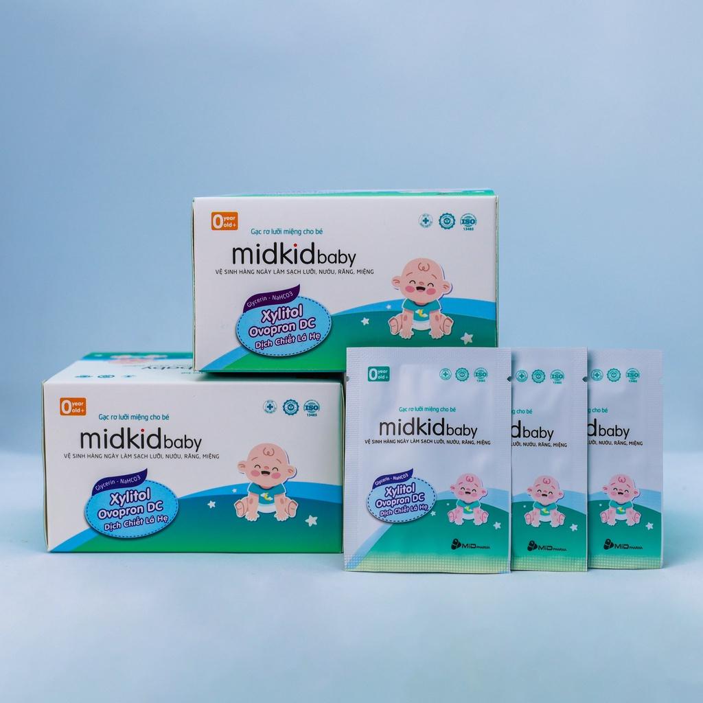 Gạc rơ lưỡi Midkid Baby cho bé sơ sinh giúp làm sạch lưỡi, răng nướu và khoang miệng, an toàn, đạt tiêu chuẩn ISO 5 sao