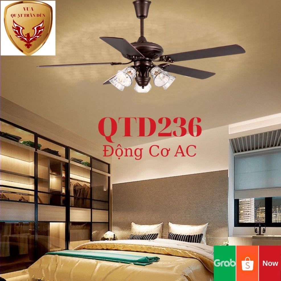 Quạt Trần Cánh Gỗ 5 Bóng QTD236, Quạt Trân Có Đèn tô điểm Phòng Khách, nguyên nhân AC