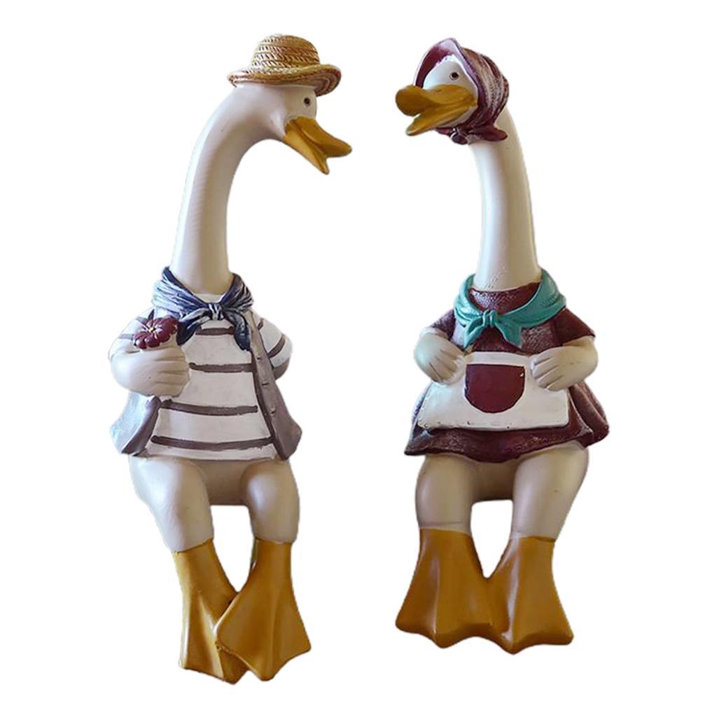 Creative Resin Couple Duck Statue Animal Decor Lovers Gift
