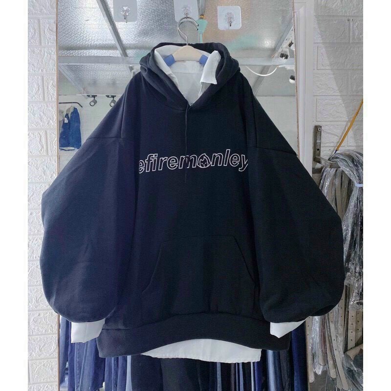 Áo Hoodie Unisex Tay Phồng Hàn Quốc Chữ Efiremonkey Cặp Nam Nữ FREESHIP ĐẸP Khoác Nỉ Có Nón 2 Lớp Thu Đông Chống Nắng