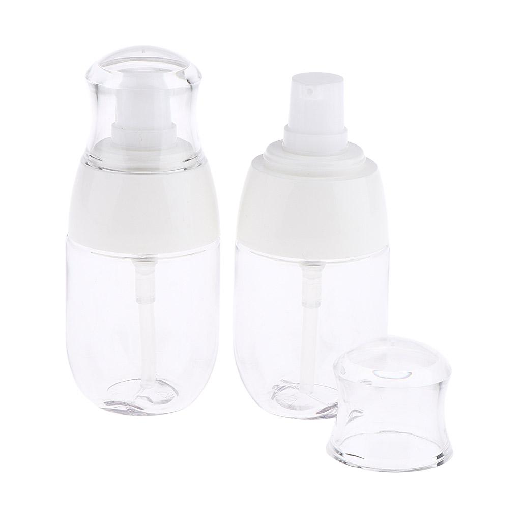 2Pcs Refillable Empty Cream Shampoo Lotion Pump Bottles with Cap 30ml