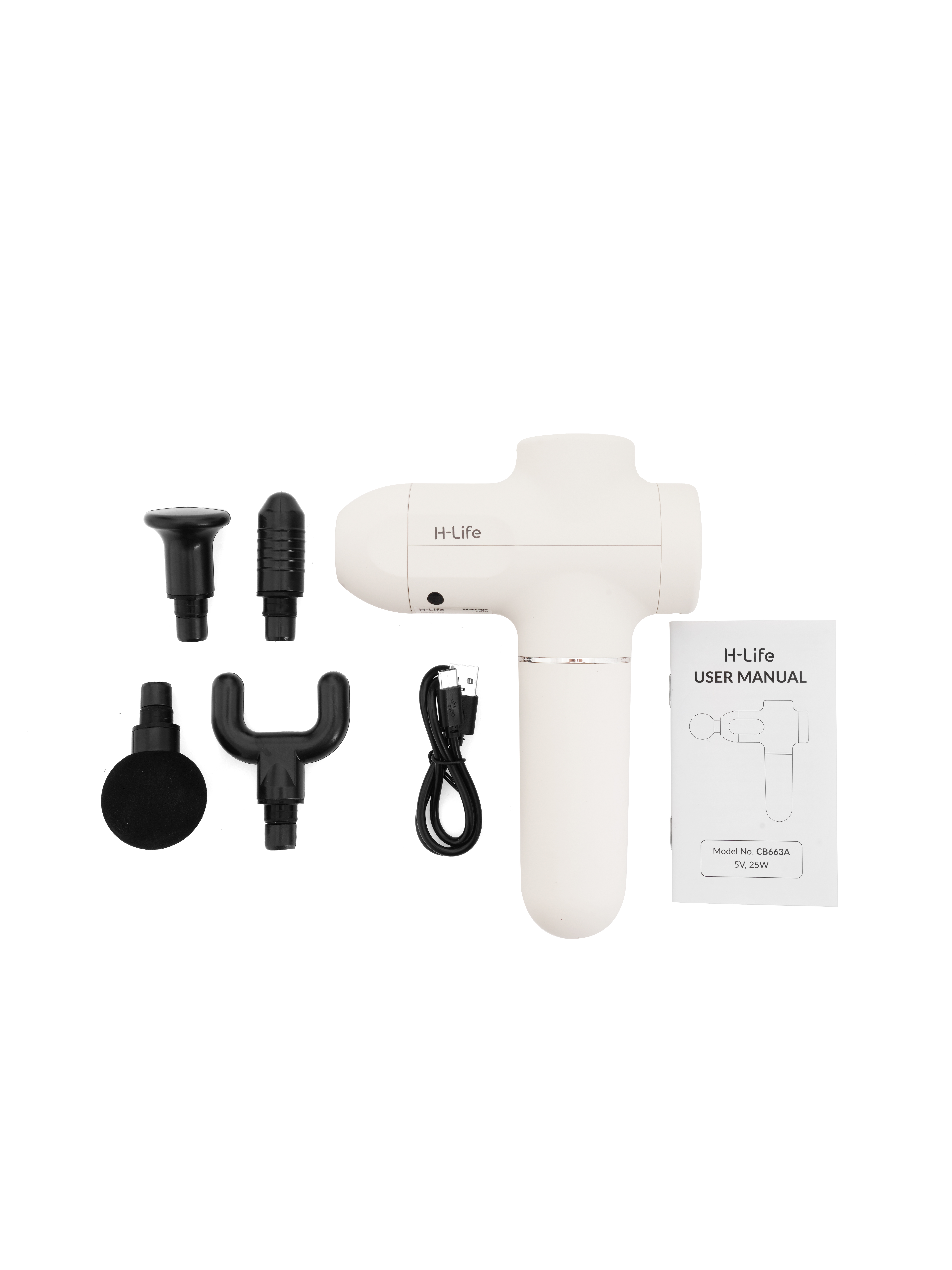Máy massage H-Life cầm tay cao cấp - Có hộp đựng - 6 cấp độ, 4 đầu massage H-Life, pin 2000mAh - Cobihome
