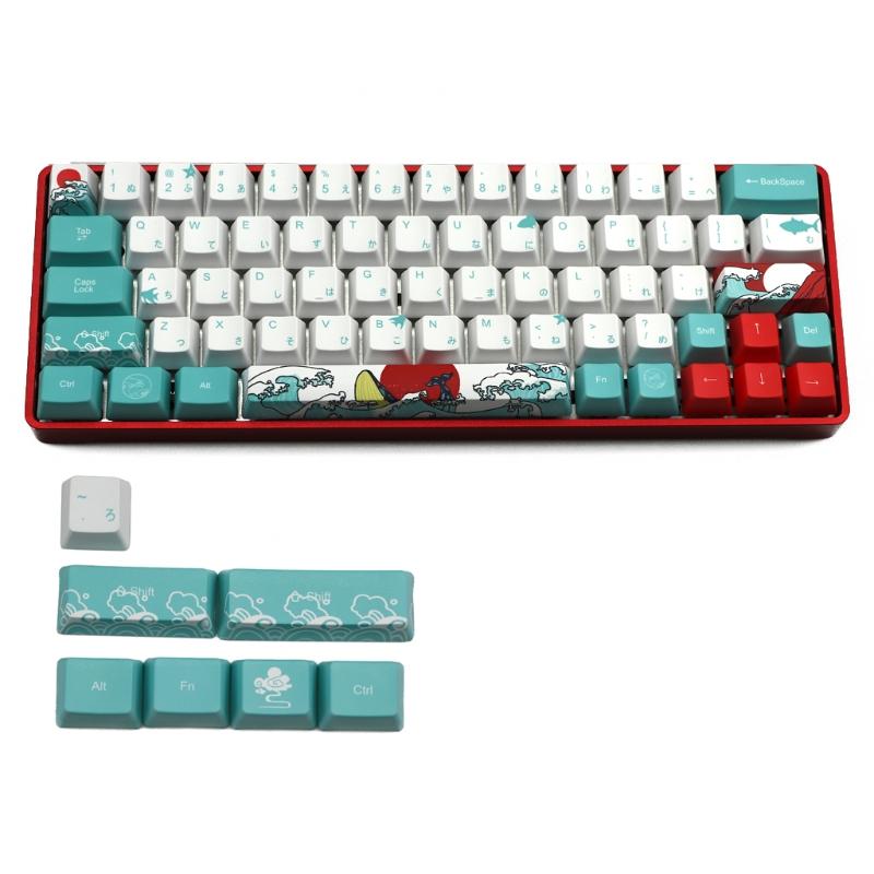 Nga 71 Phím Biển San Hô Ukiyo-e Keycap Nhuộm Thăng Hoa OEM Cơ Keycap Cho GH60 XD64 DZ60 GK61 GK64