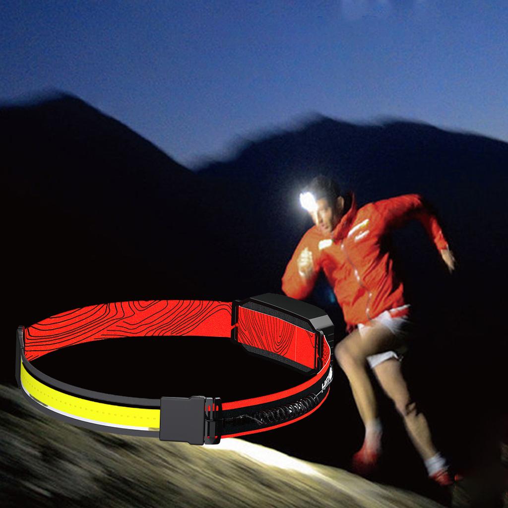 LED Head Torch with 3 Lighting Modes, USB Rechargeable/Battery Headlamp, Lightweight COB Headlight, Waterproof Flashlight for Camping Fishing Running