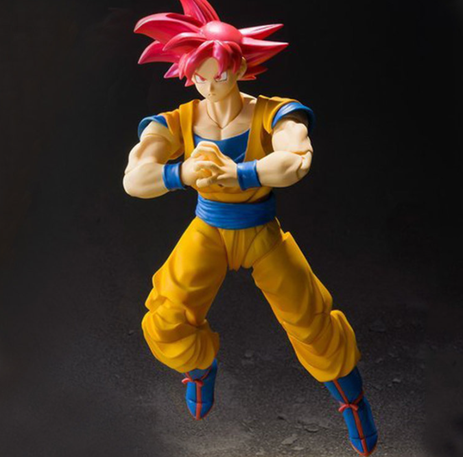 Mô hình khớp nhân vật Songoku tóc đỏ 2 mặt Dragon Ball Saiyan 16cm