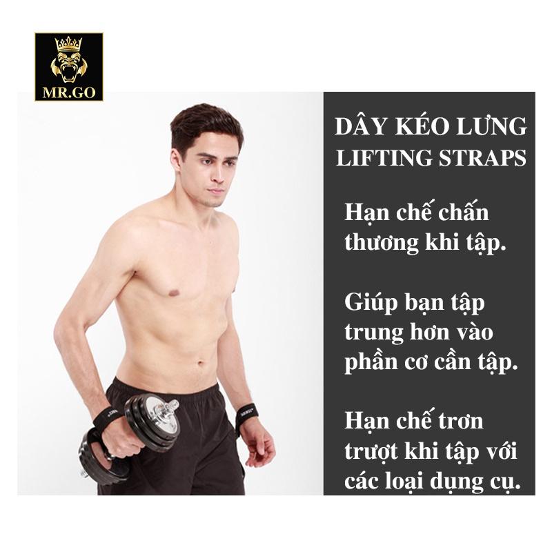 Dây kéo lưng tập gym dây Lifting Straps quấn cổ tay hỗ trợ tập deadlift lên xà Chính Hãng Aolikes MG1819